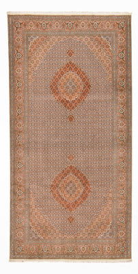 Alfombra de pasillo Alfombra Persa - Tabriz - Real - 407 x 201 cm - marrón claro