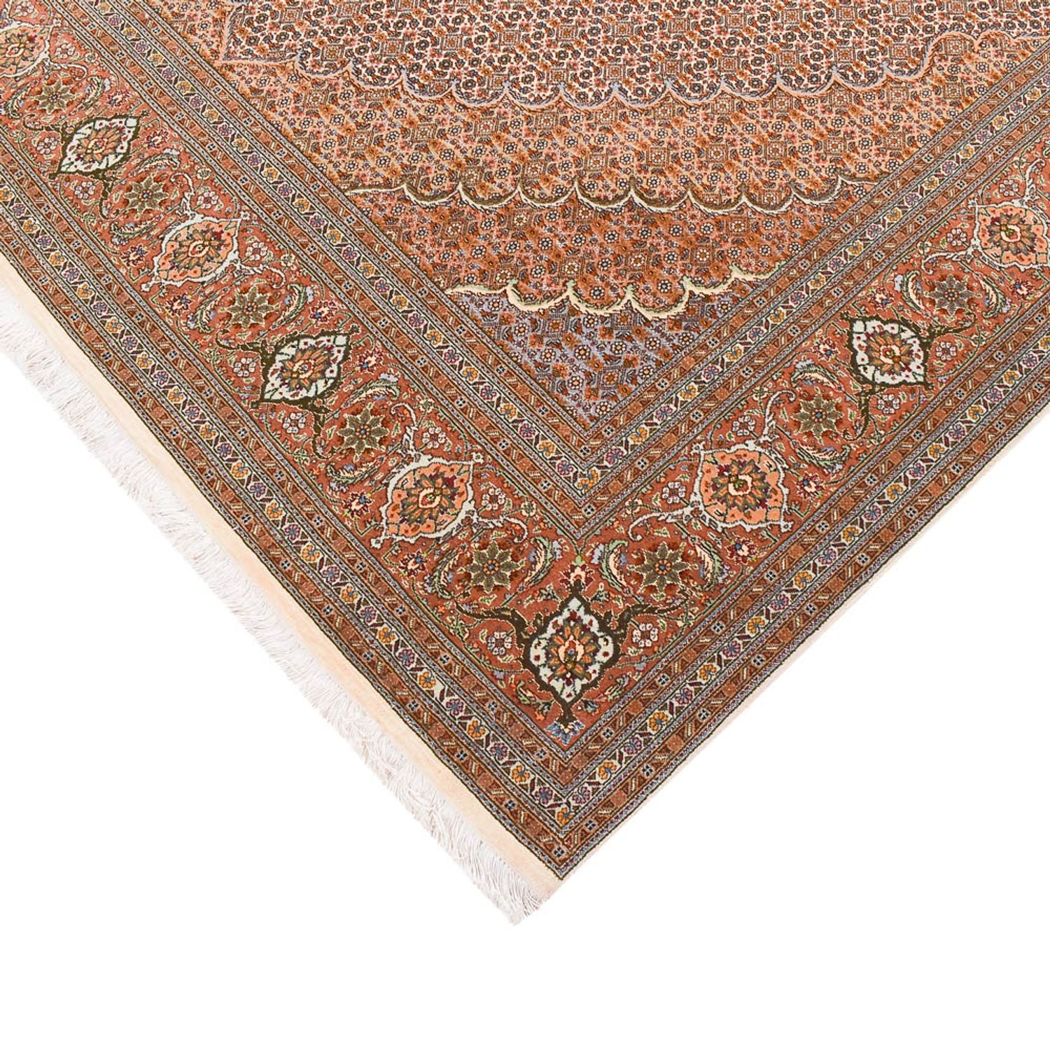 Alfombra de pasillo Alfombra Persa - Tabriz - Real - 407 x 201 cm - marrón claro