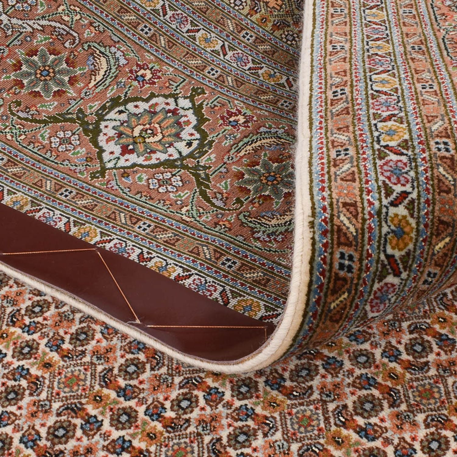Alfombra de pasillo Alfombra Persa - Tabriz - Real - 407 x 201 cm - marrón claro