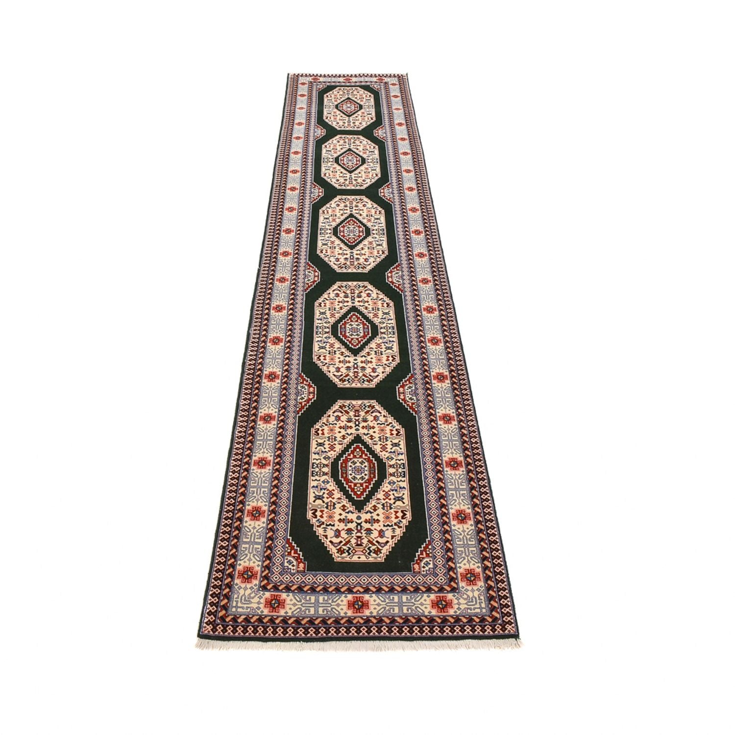 Alfombra de pasillo Alfombra Persa - Tabriz - Prima - 372 x 74 cm - azul oscuro