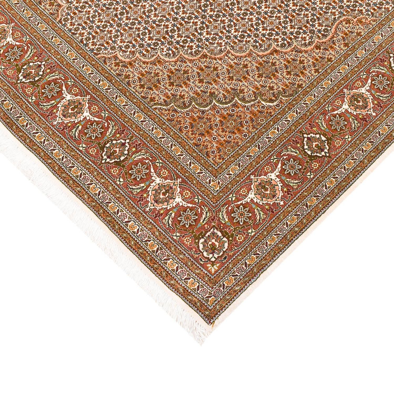 Alfombra de pasillo Alfombra Persa - Tabriz - Real - 404 x 150 cm - marrón claro