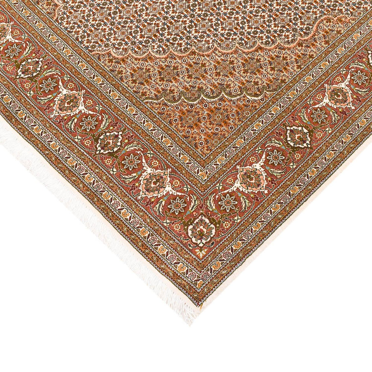 Alfombra de pasillo Alfombra Persa - Tabriz - Real - 404 x 150 cm - marrón claro