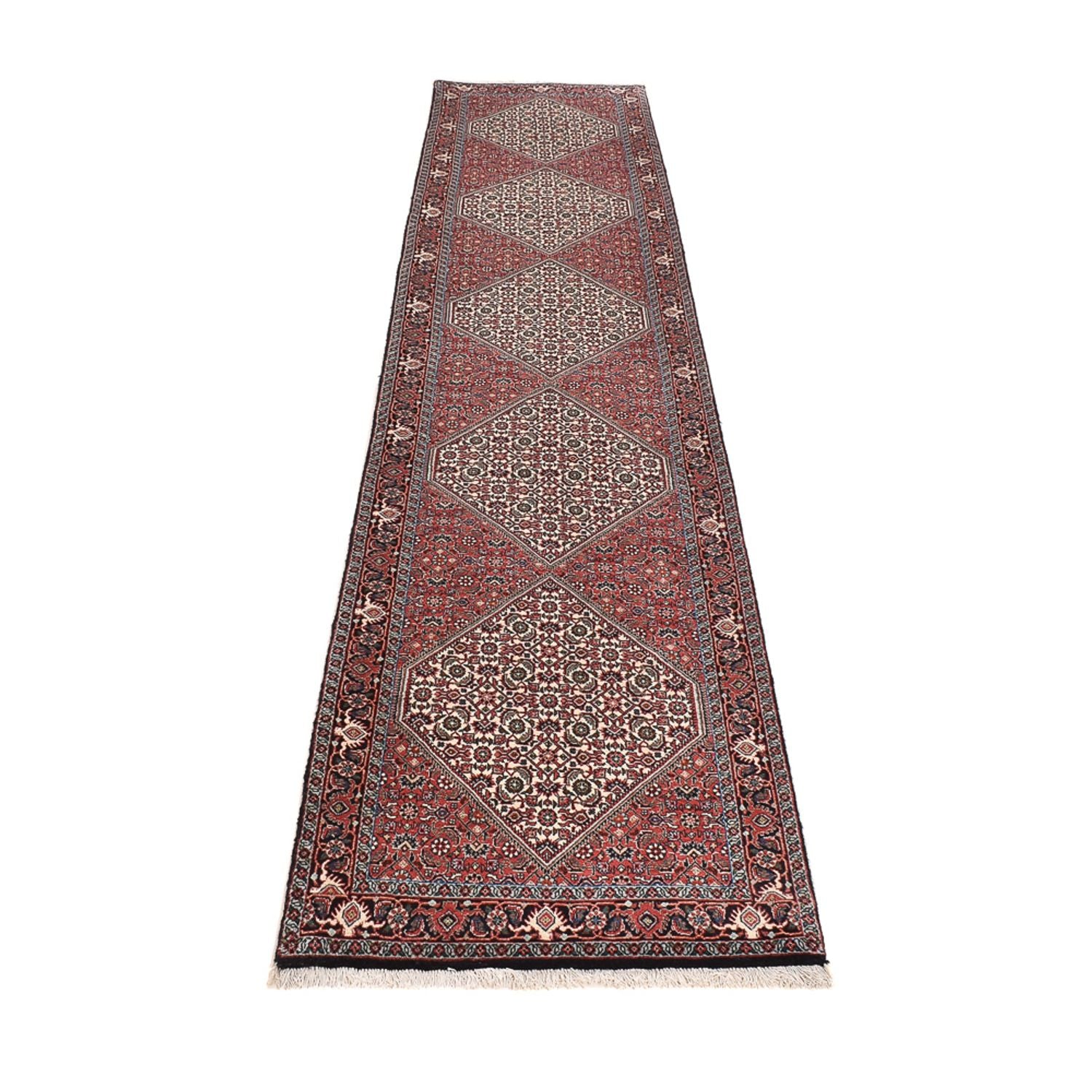 Alfombra de pasillo Alfombra persa - Bidjar - 389 x 74 cm - marrón