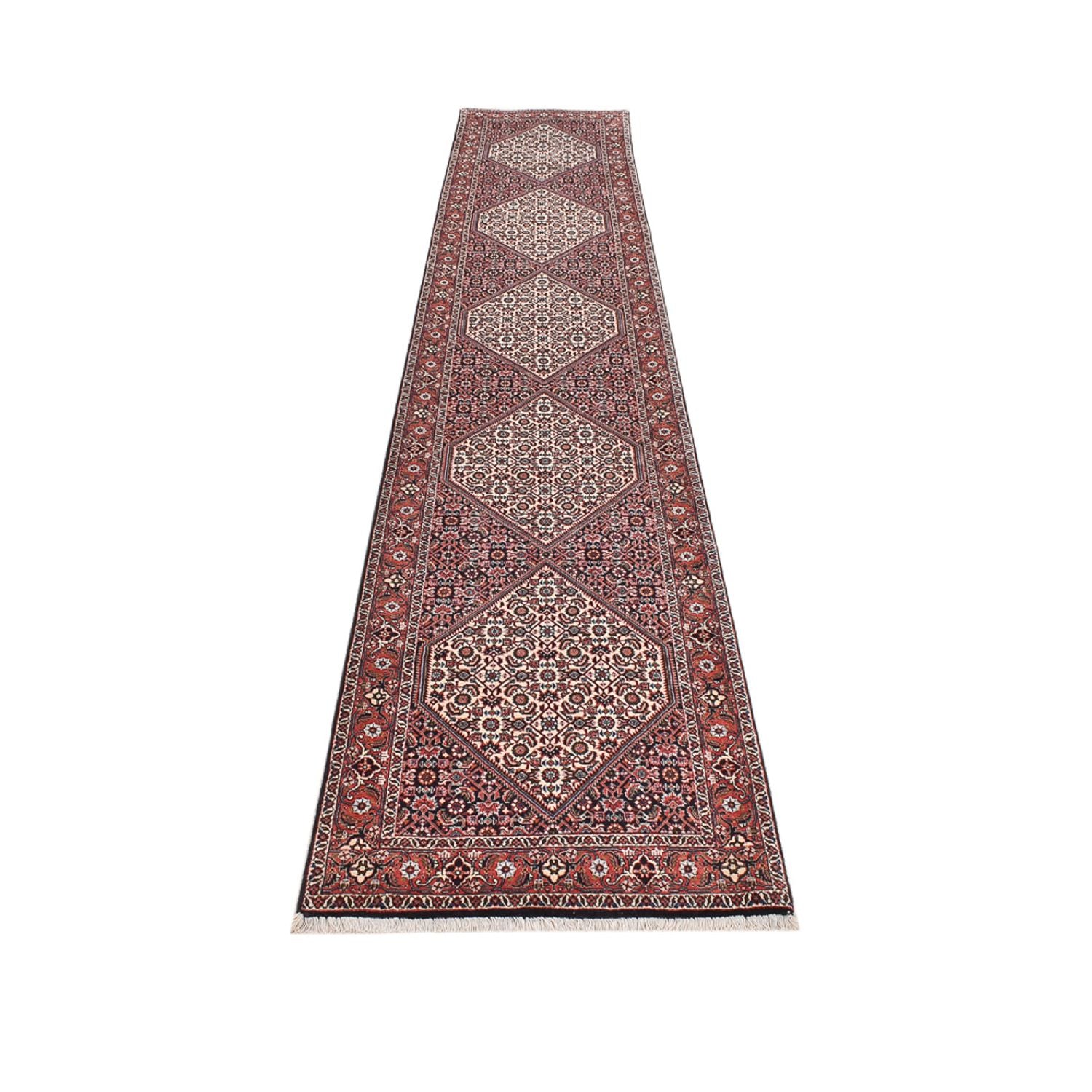 Alfombra de pasillo Alfombra persa - Bidjar - 394 x 73 cm - marrón