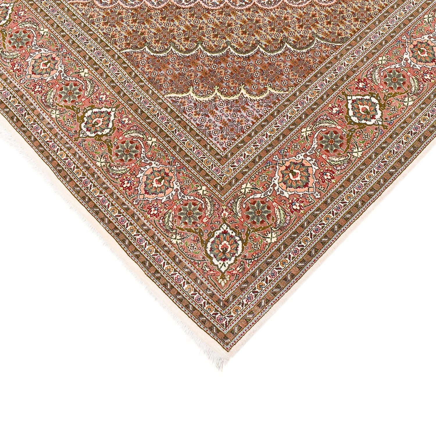 Alfombra de pasillo Alfombra Persa - Tabriz - Real - 400 x 202 cm - rojo claro