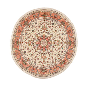 Alfombra Persa - Tabriz - Prima redondo  - 200 x 200 cm - crema