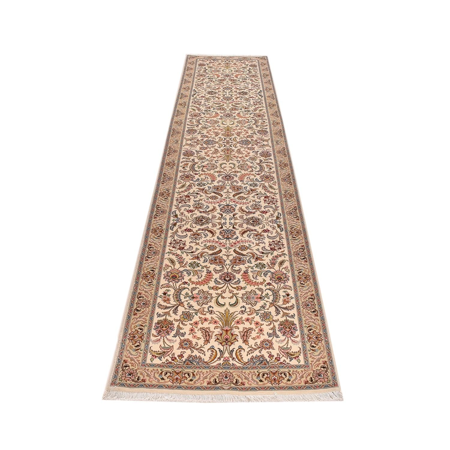 Alfombra de pasillo Alfombra Persa - Tabriz - Real - 405 x 84 cm - beige