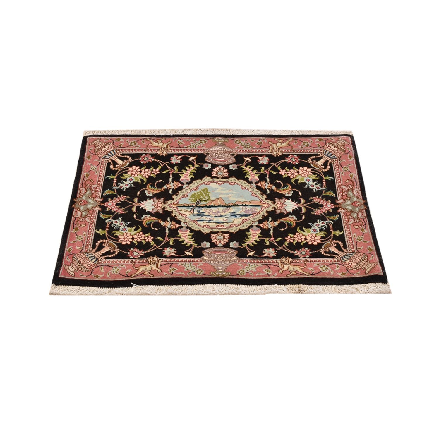 Alfombra Persa - Tabriz - Real - 72 x 55 cm - azul oscuro