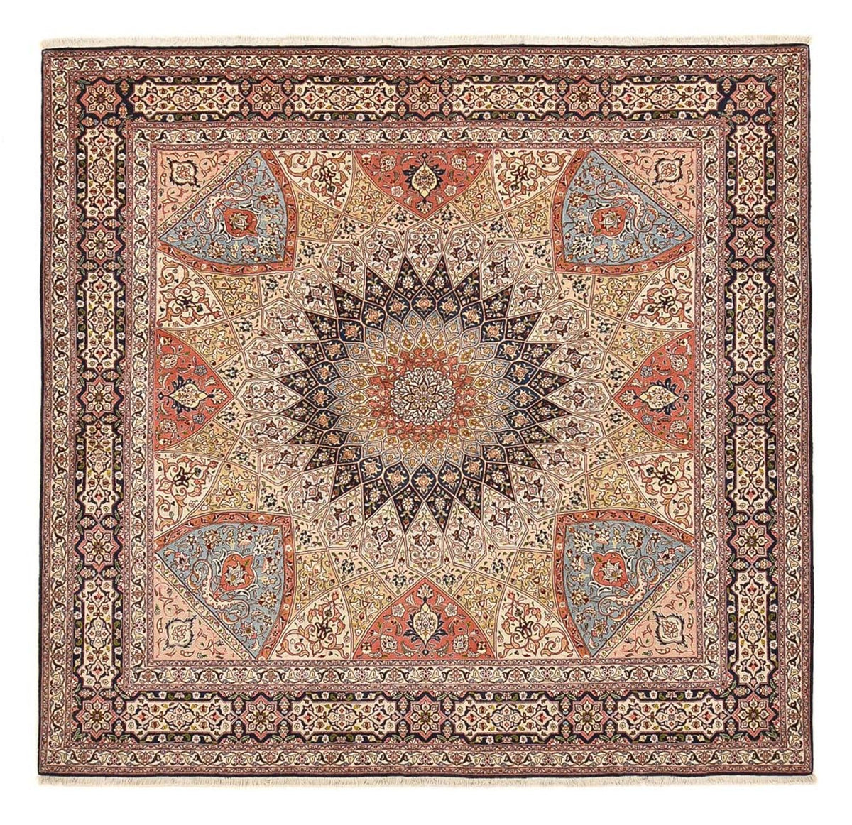 Alfombra Persa - Tabriz - Real cuadrado  - 254 x 248 cm - beige oscuro