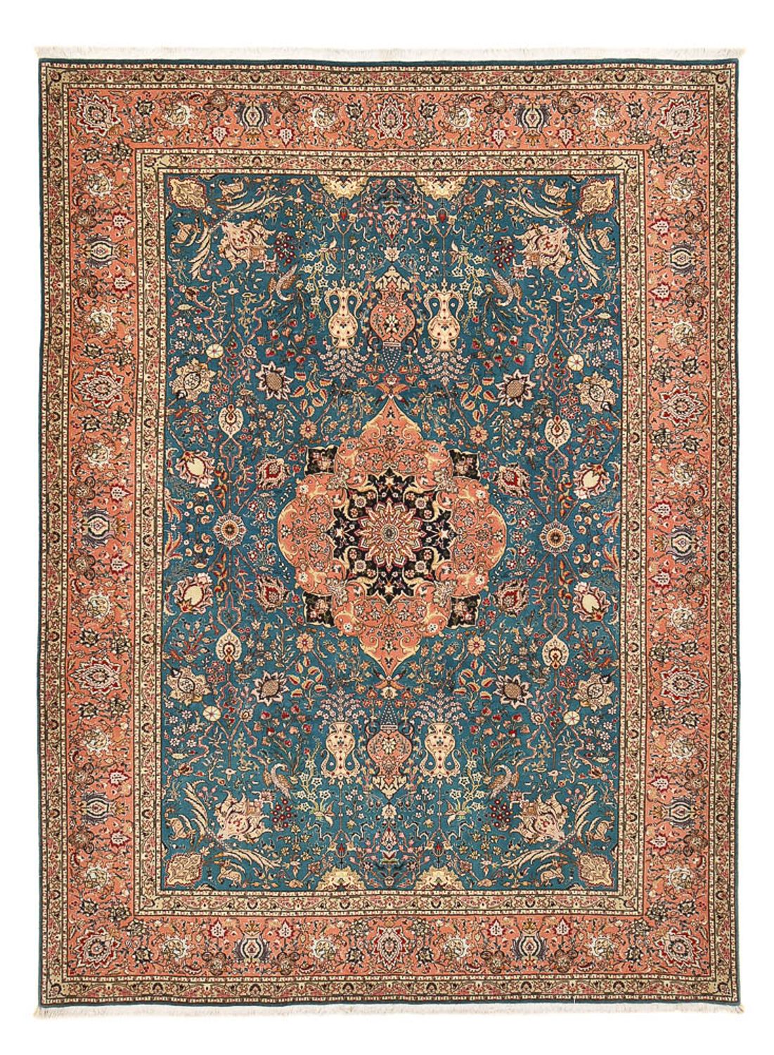 Alfombra Persa - Tabriz - Real - 352 x 253 cm - azul marino