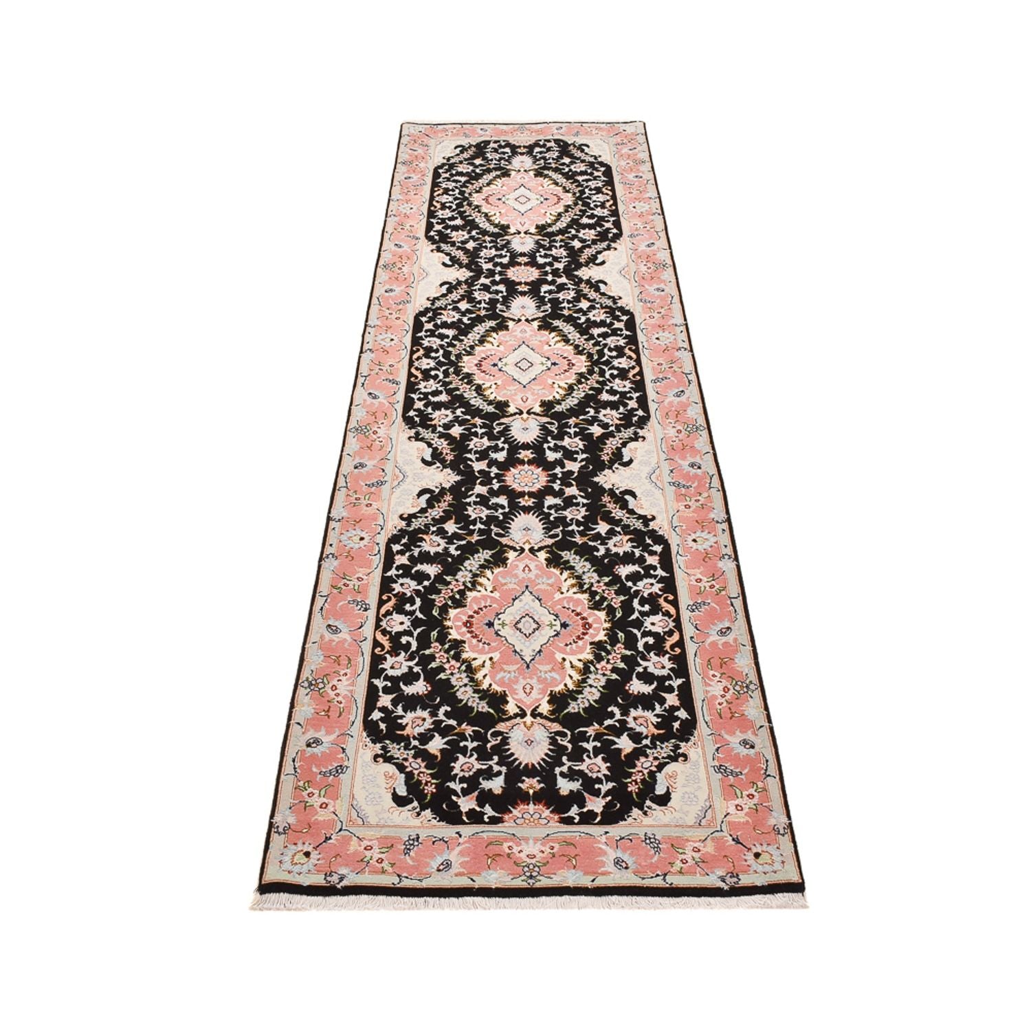 Alfombra de pasillo Alfombra Persa - Tabriz - Real - 300 x 83 cm - azul oscuro