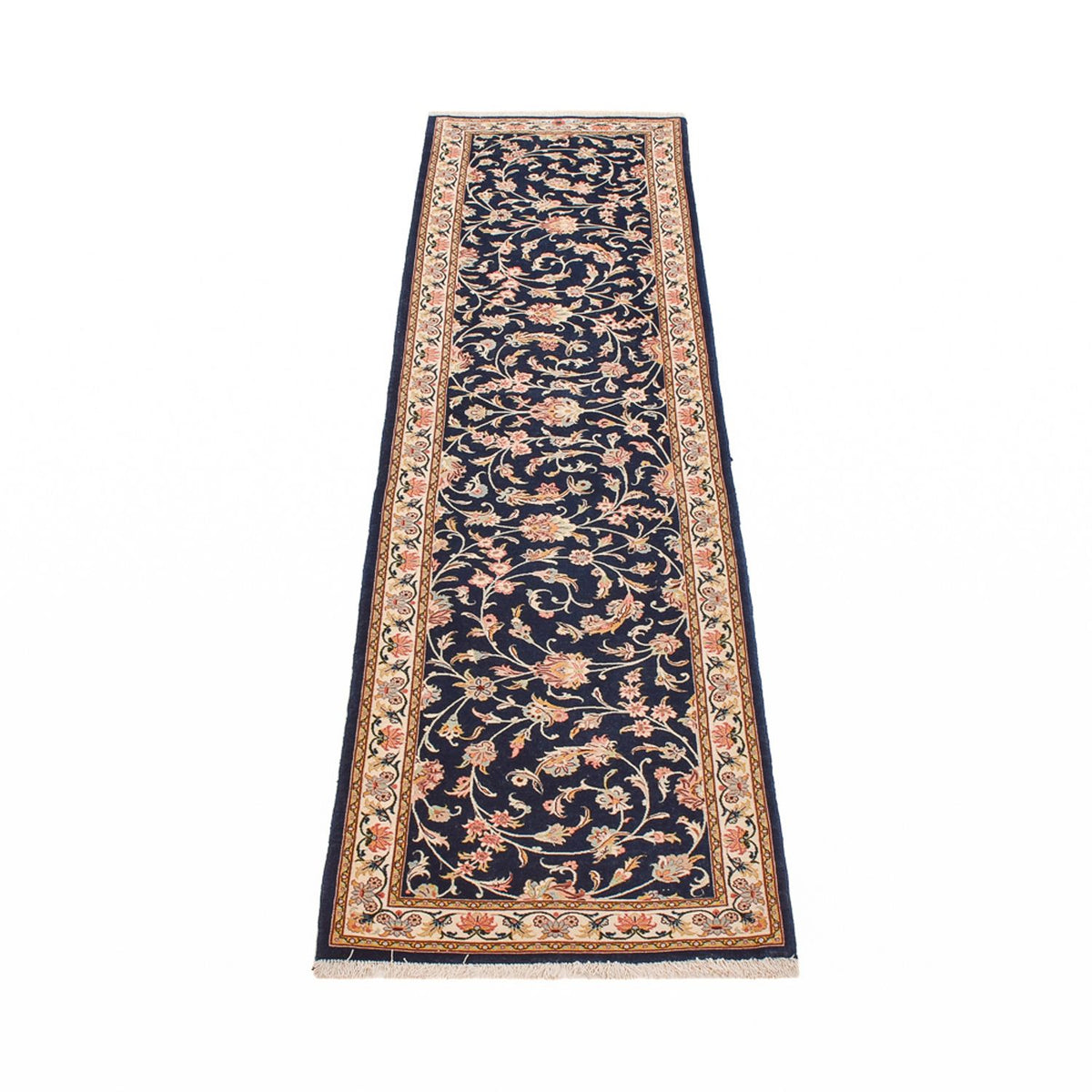 Alfombra de pasillo Alfombra Persa - Ghom - Royal - 244 x 58 cm - azul oscuro