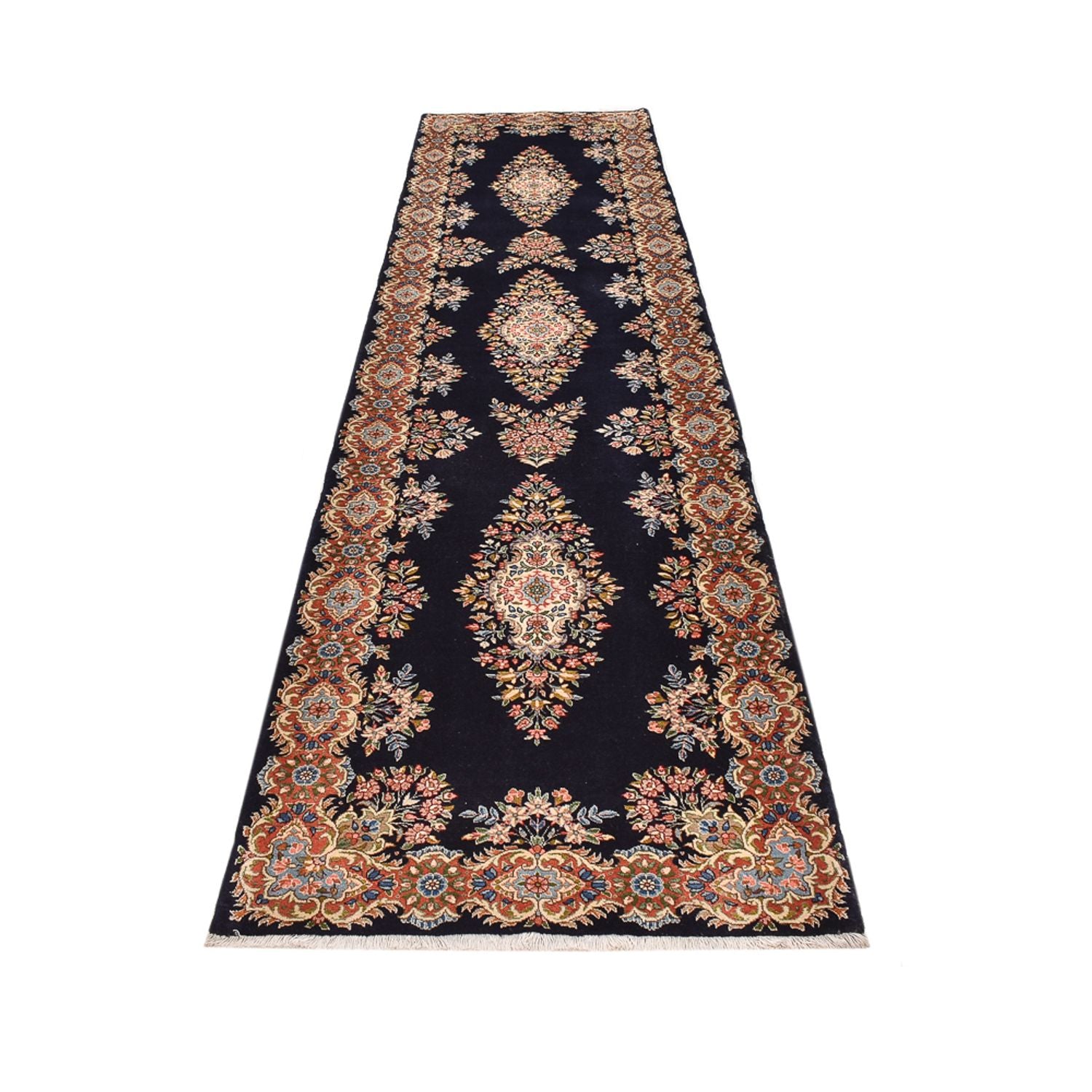 Alfombra de pasillo Alfombra persa - Real - 394 x 98 cm - azul oscuro