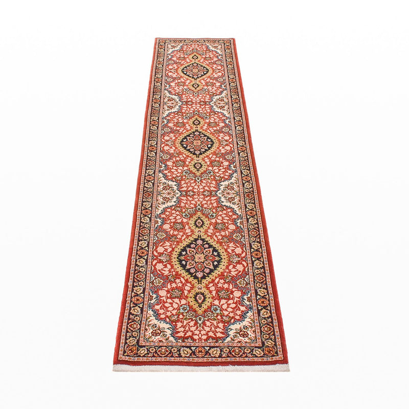 Alfombra de pasillo Alfombra Persa - Ghom - Royal - 297 x 63 cm - rojo claro