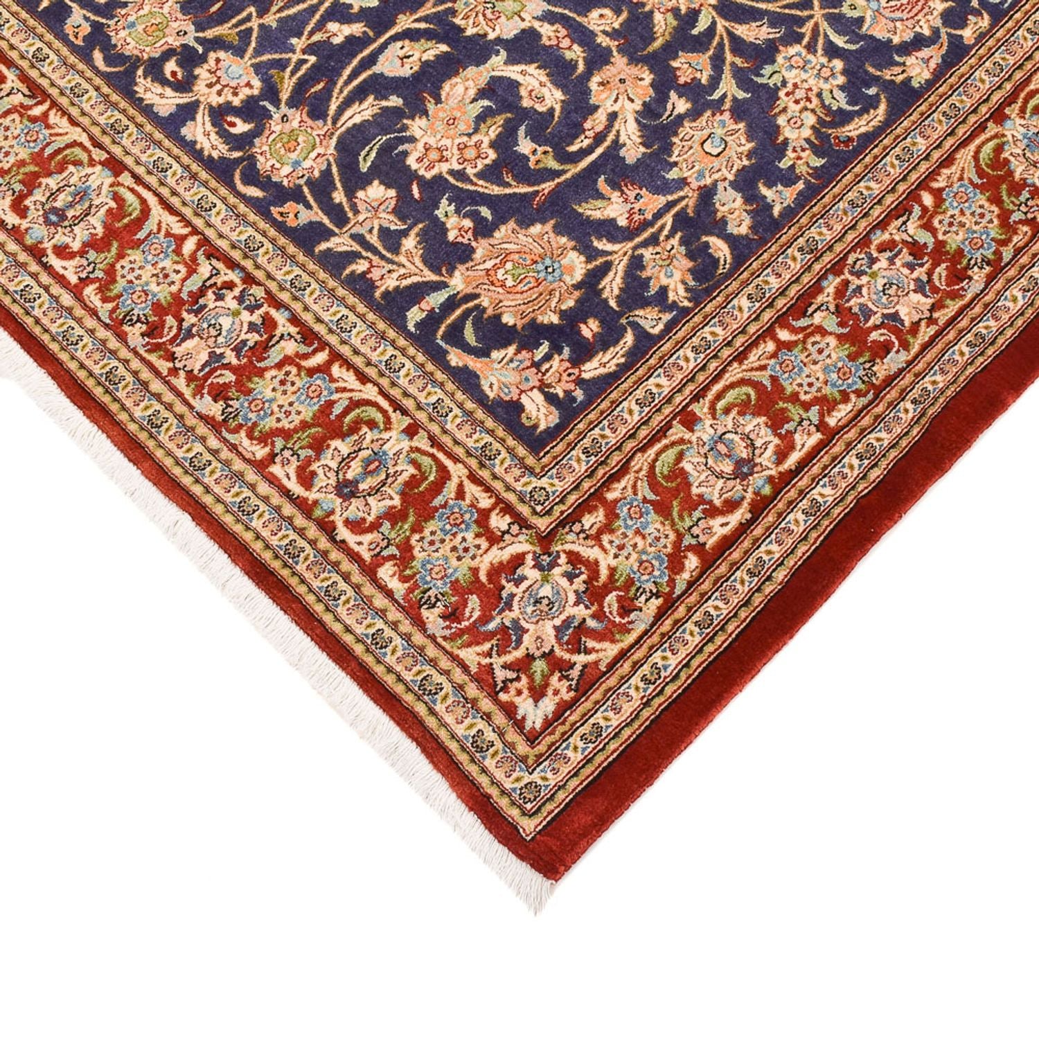 Alfombra Persa - Ghom - Royal - 203 x 133 cm - azul oscuro