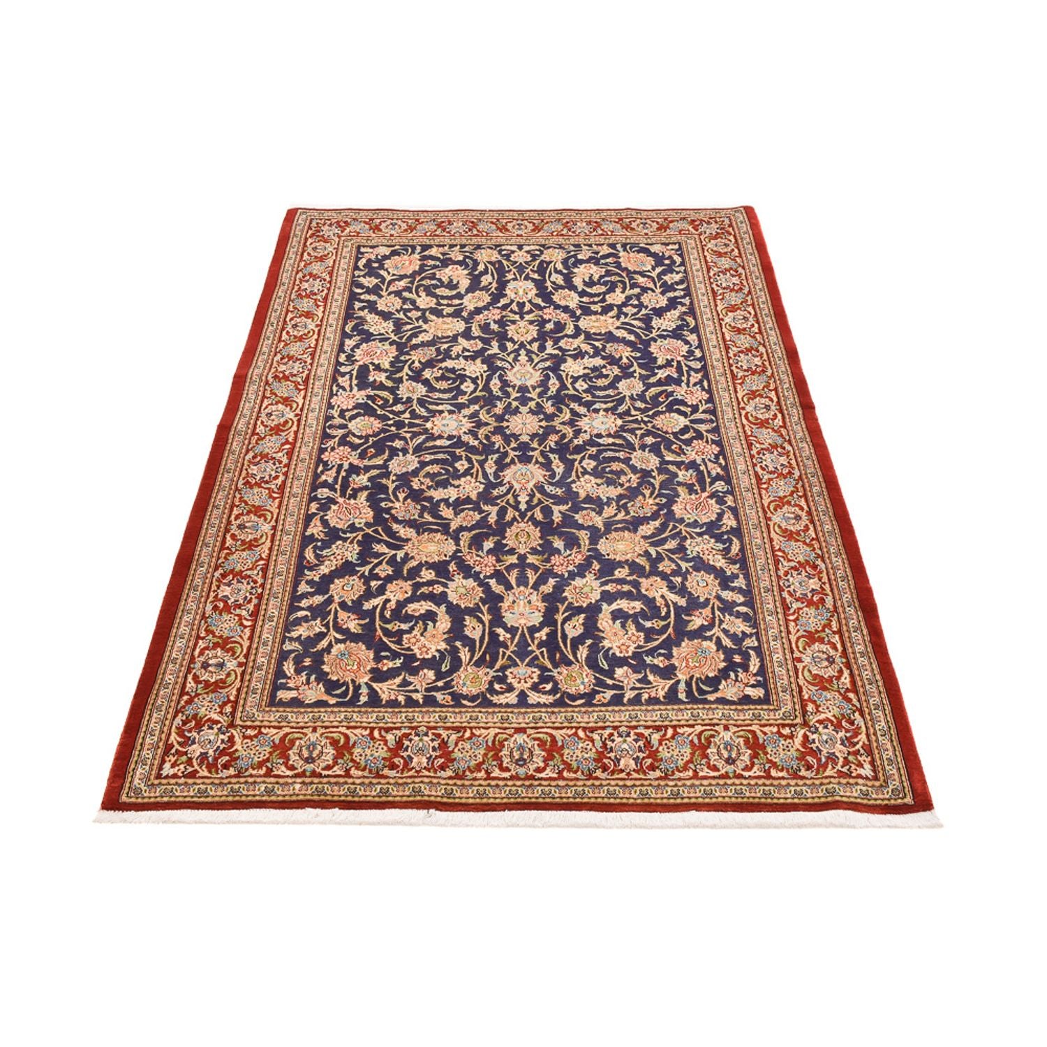 Alfombra Persa - Ghom - Royal - 203 x 133 cm - azul oscuro