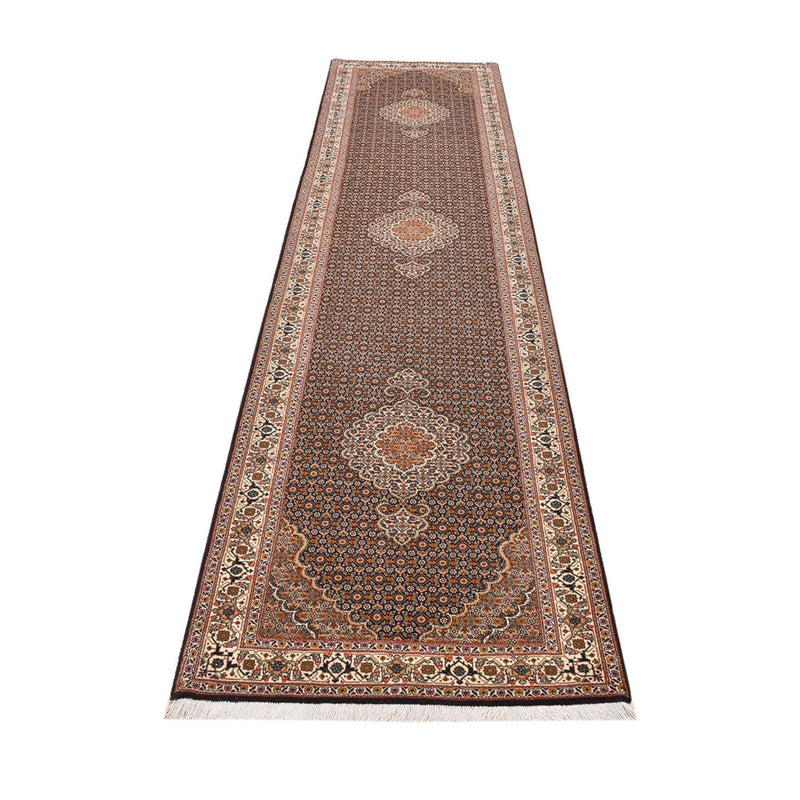 Alfombra de pasillo Alfombra Persa - Tabriz - Real - 392 x 67 cm - beige oscuro