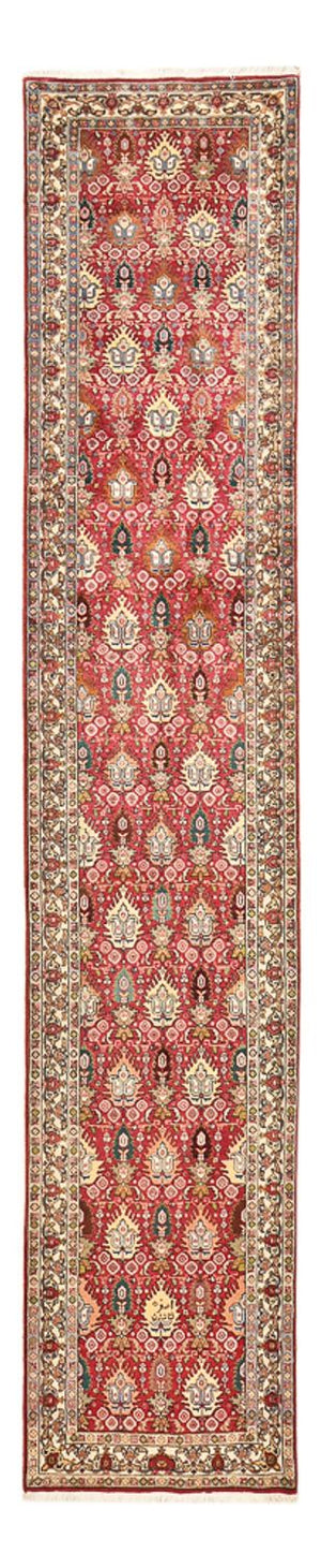 Alfombra de pasillo Alfombra Persa - Tabriz - Real - 408 x 80 cm - rojo claro