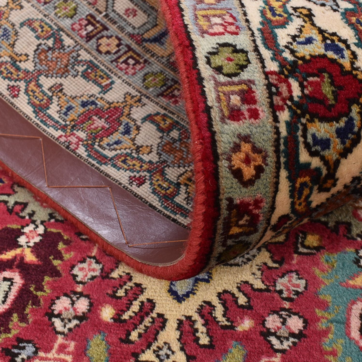 Alfombra de pasillo Alfombra Persa - Tabriz - Real - 408 x 80 cm - rojo claro