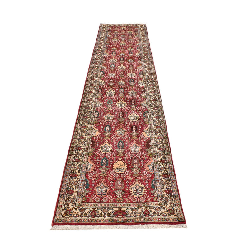 Alfombra de pasillo Alfombra Persa - Tabriz - Real - 408 x 80 cm - rojo claro