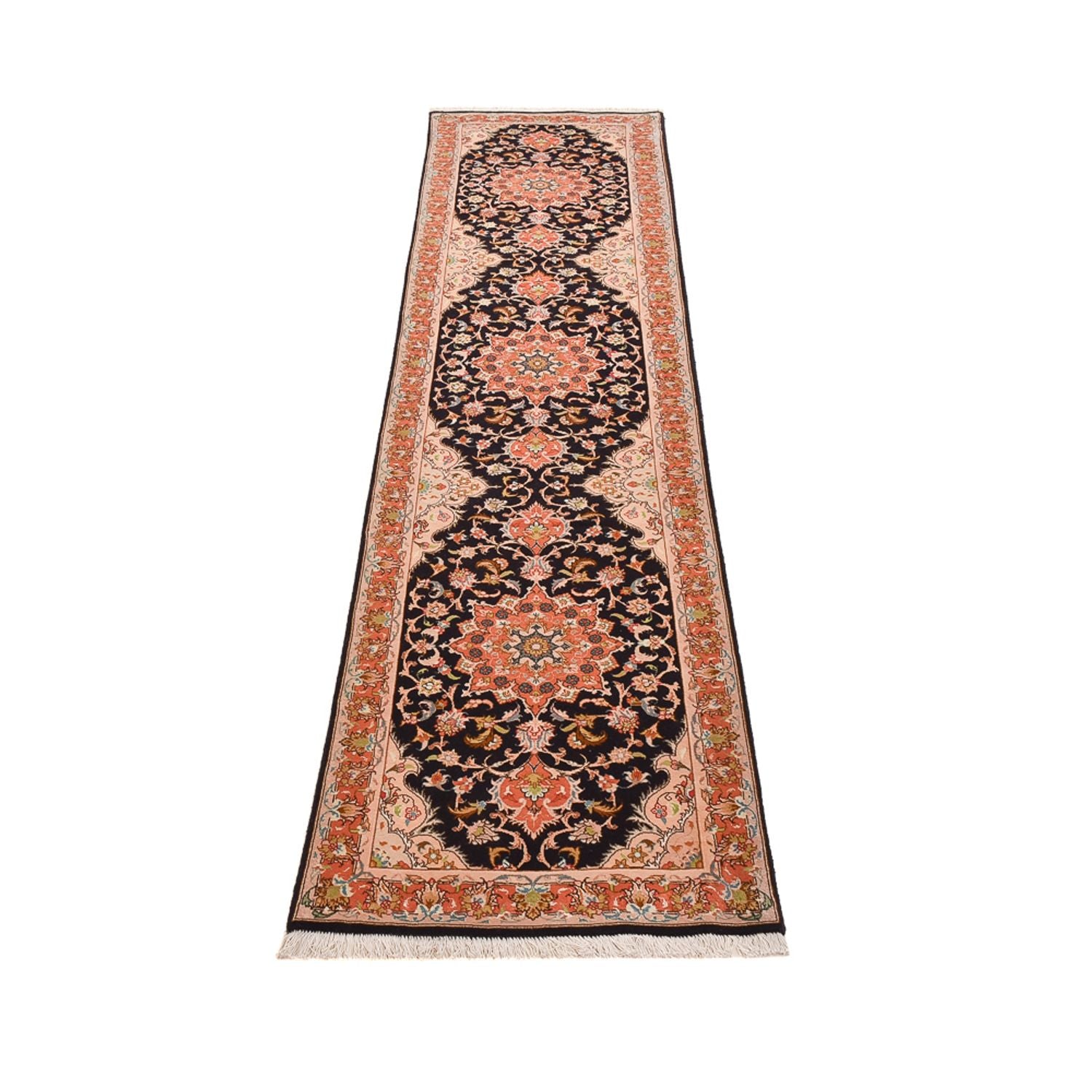 Alfombra de pasillo Alfombra Persa - Tabriz - Real - 288 x 69 cm - azul oscuro