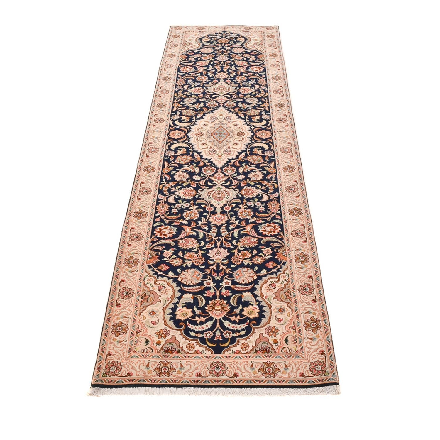 Alfombra de pasillo Alfombra Persa - Tabriz - Real - 310 x 83 cm - azul oscuro