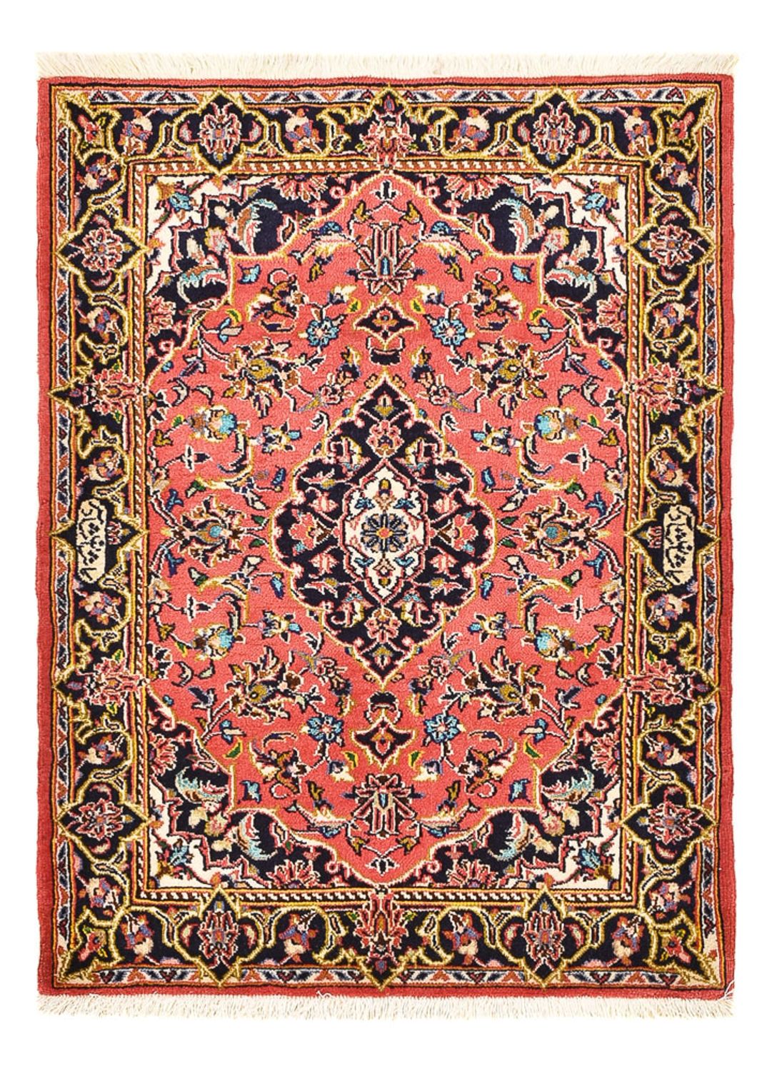 Alfombra persa - Keshan - 100 x 70 cm - rojo claro