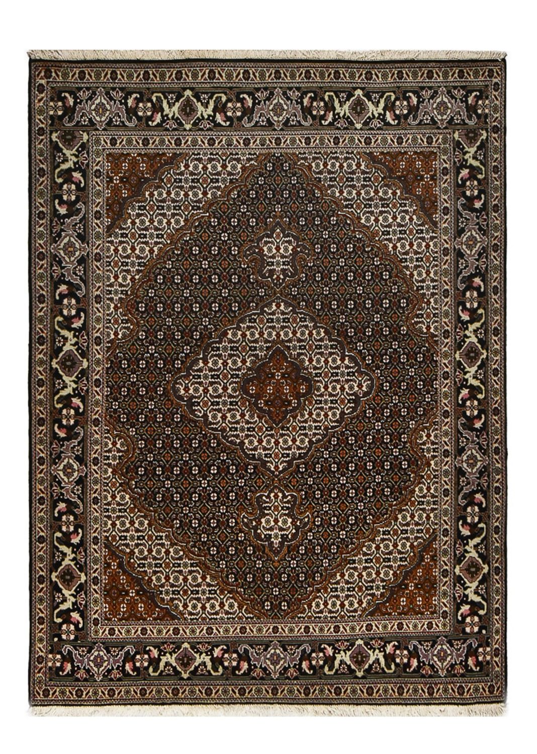 Alfombra Persa - Tabriz - Real - 198 x 148 cm - marrón oscuro