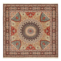 Alfombra Persa - Tabriz - Real cuadrado  - 253 x 251 cm - beige oscuro