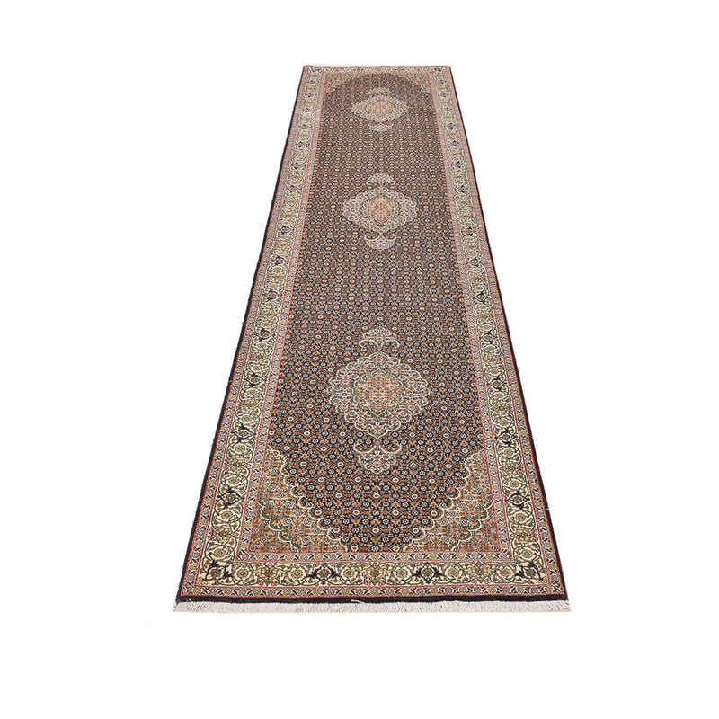Alfombra de pasillo Alfombra Persa - Tabriz - Real - 396 x 82 cm - beige oscuro