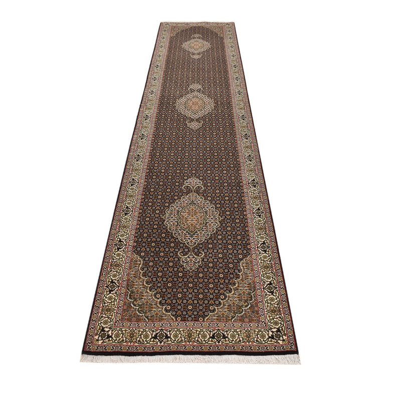 Alfombra de pasillo Alfombra Persa - Tabriz - Real - 393 x 82 cm - beige oscuro