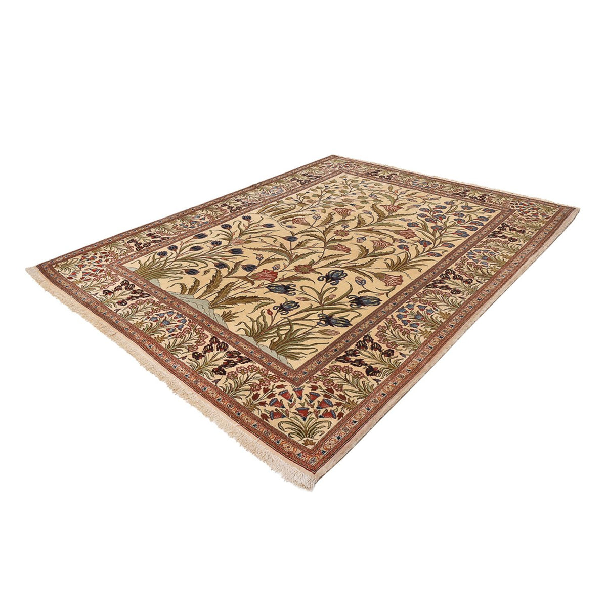 Alfombra Persa - Ghom - Royal - 202 x 136 cm - beige claro