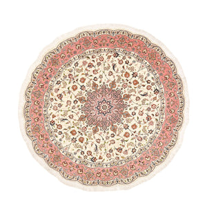 Alfombra Persa - Tabriz - Real redondo  - 200 x 200 cm - crema