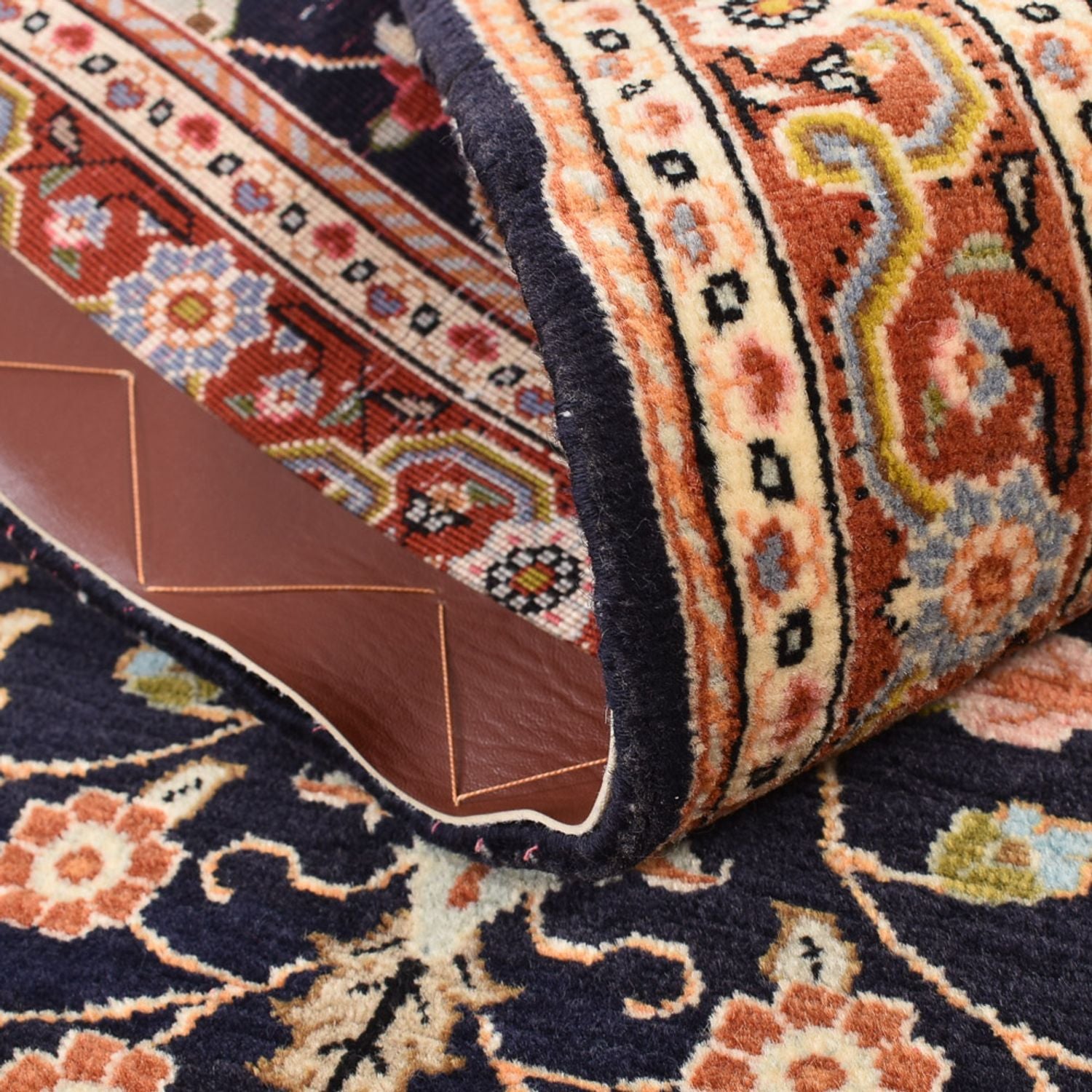 Alfombra persa - Ghom - 105 x 70 cm - azul oscuro