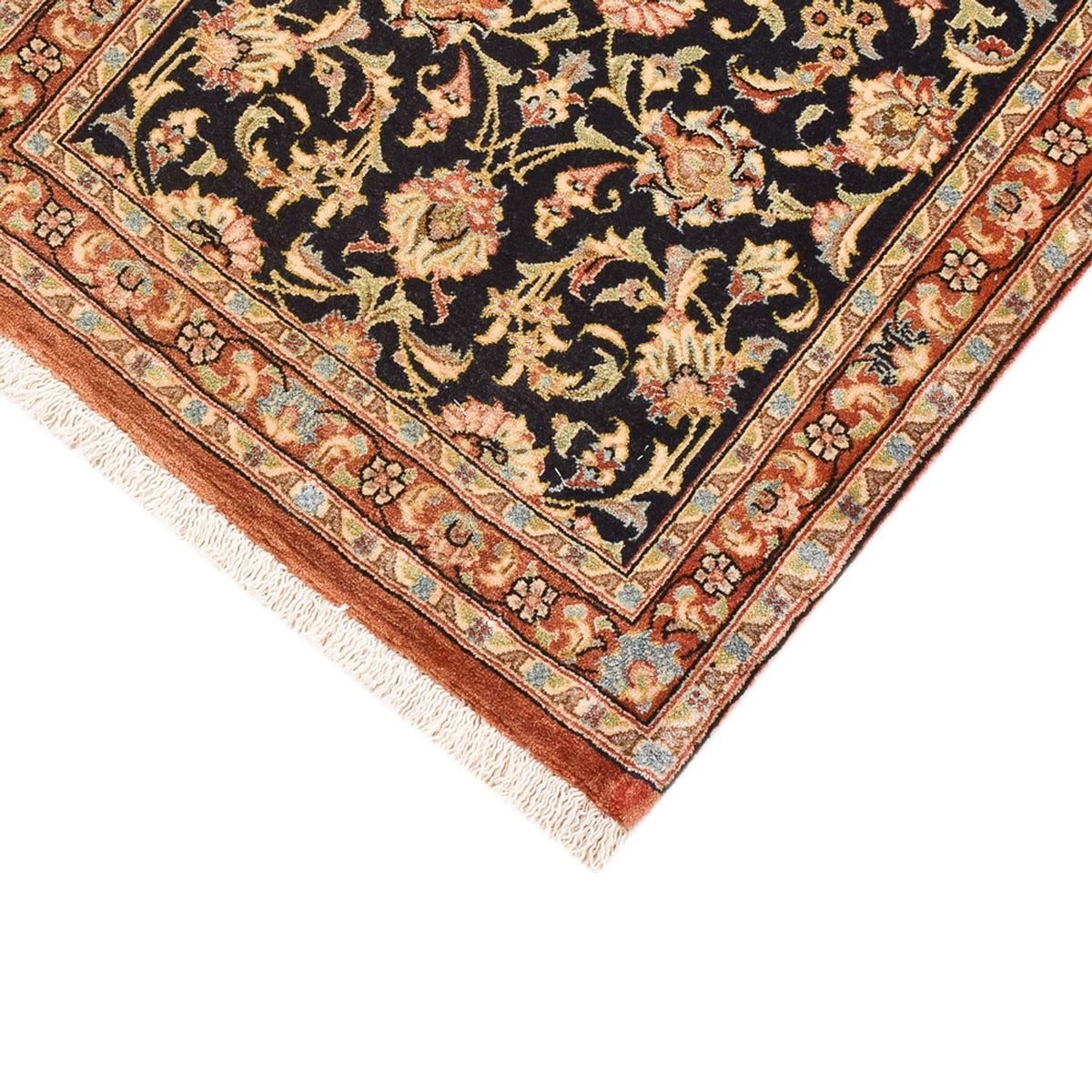 Alfombra de pasillo Alfombra Persa - Ghom - Royal - 200 x 50 cm - beige oscuro