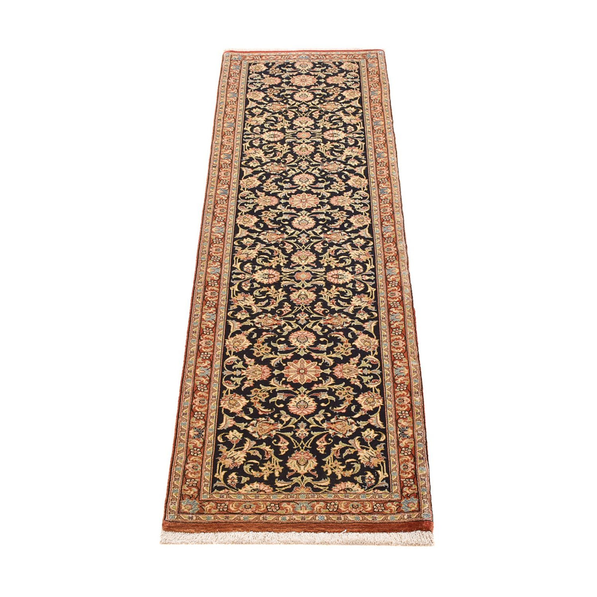 Alfombra de pasillo Alfombra Persa - Ghom - Royal - 200 x 50 cm - beige oscuro
