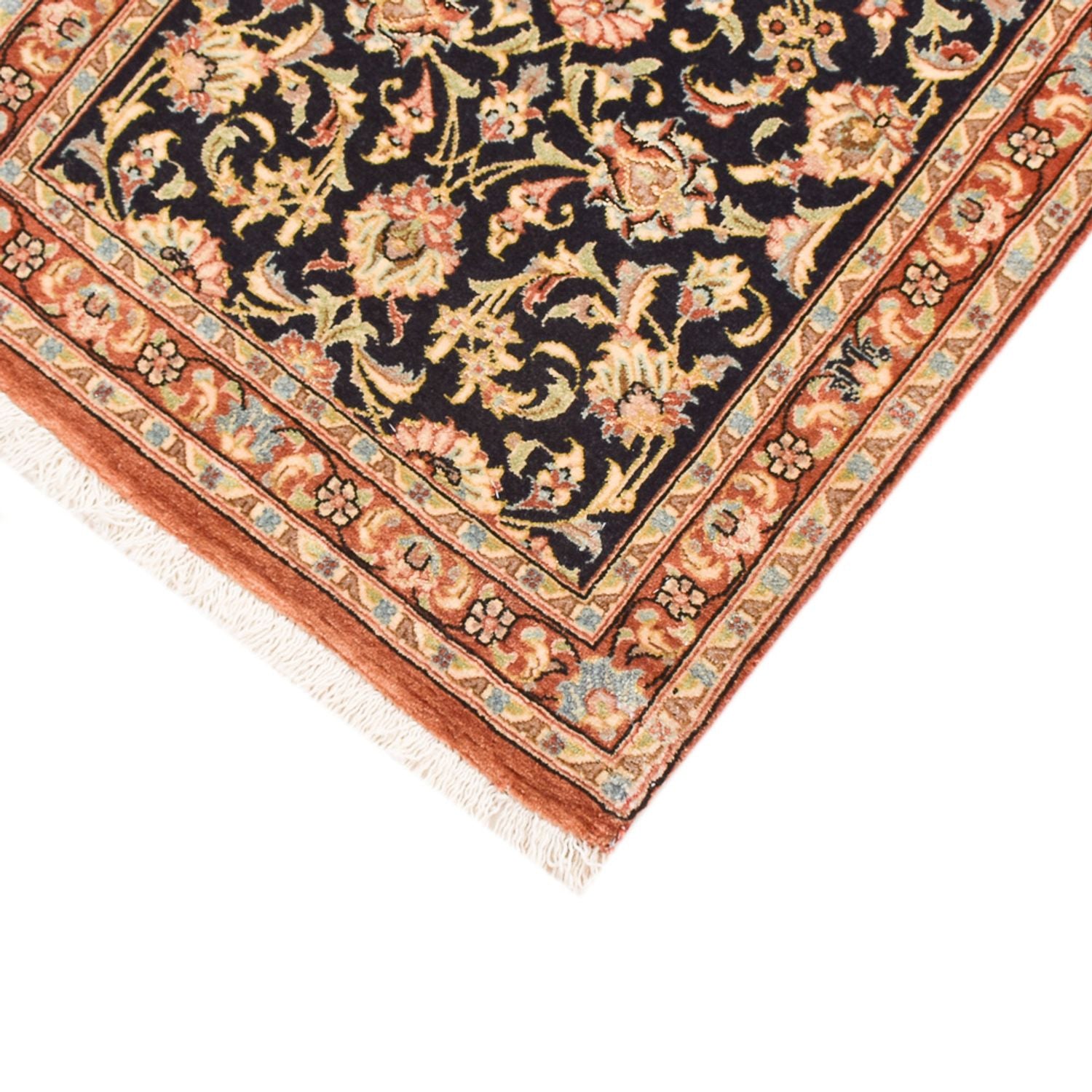 Alfombra de pasillo Alfombra Persa - Ghom - Royal - 200 x 50 cm - beige oscuro