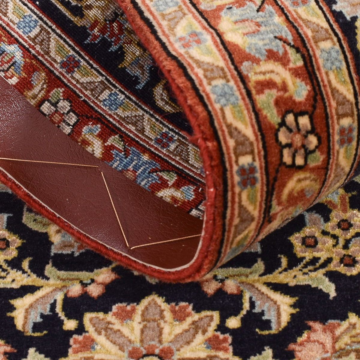 Alfombra de pasillo Alfombra Persa - Ghom - Royal - 200 x 50 cm - beige oscuro