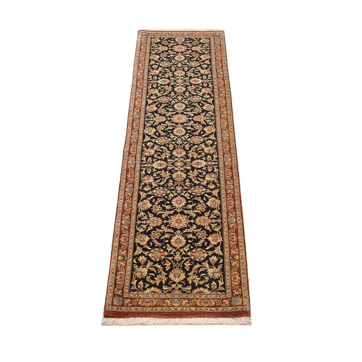 Alfombra de pasillo Alfombra Persa - Ghom - Royal - 200 x 50 cm - beige oscuro