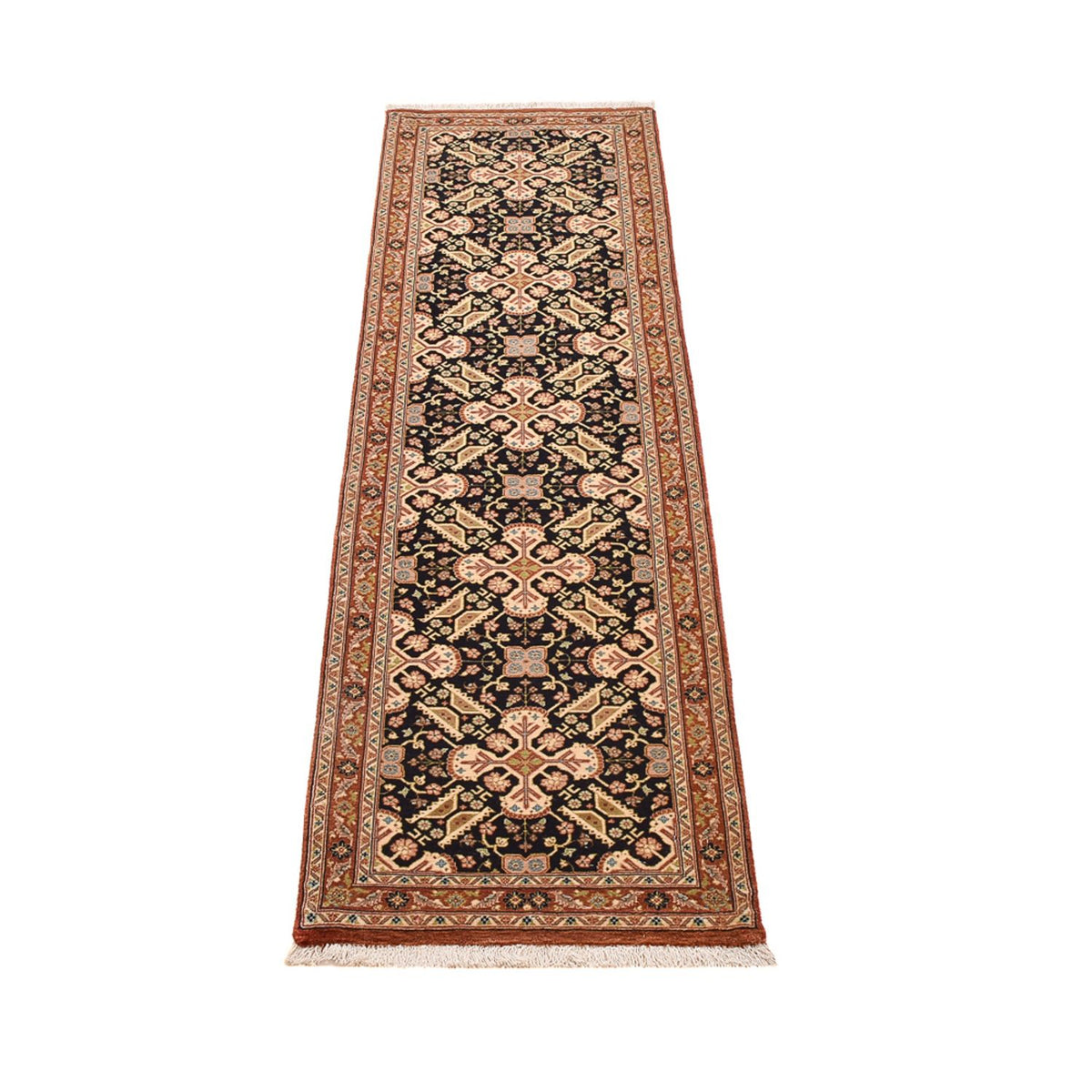 Alfombra de pasillo Alfombra Persa - Ghom - Royal - 209 x 50 cm - beige oscuro