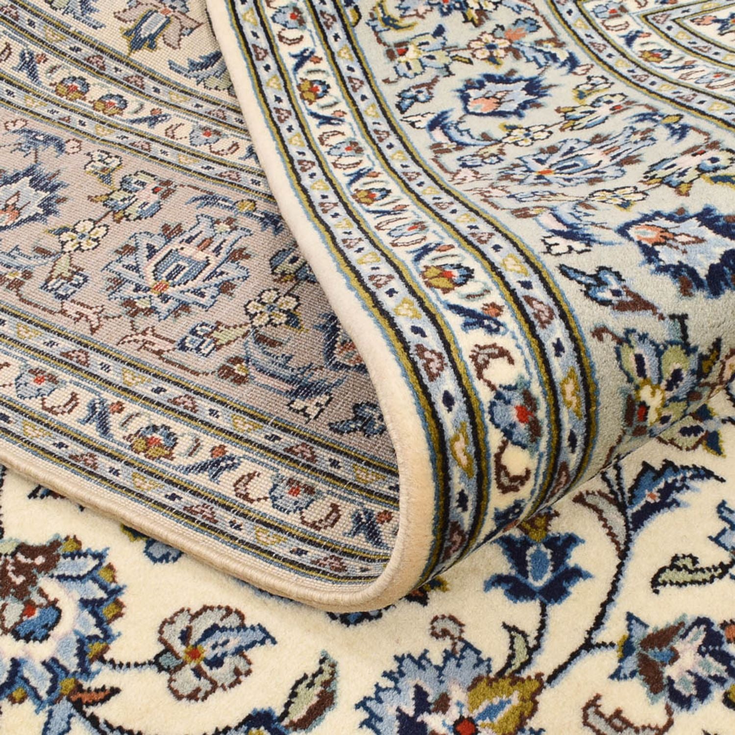 Alfombra persa - Keshan - 220 x 140 cm - gris claro