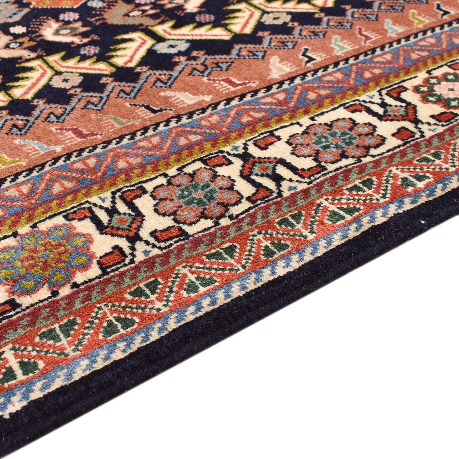 Alfombra Gabbeh - Persa Kashkuli - 207 x 130 cm - azul oscuro