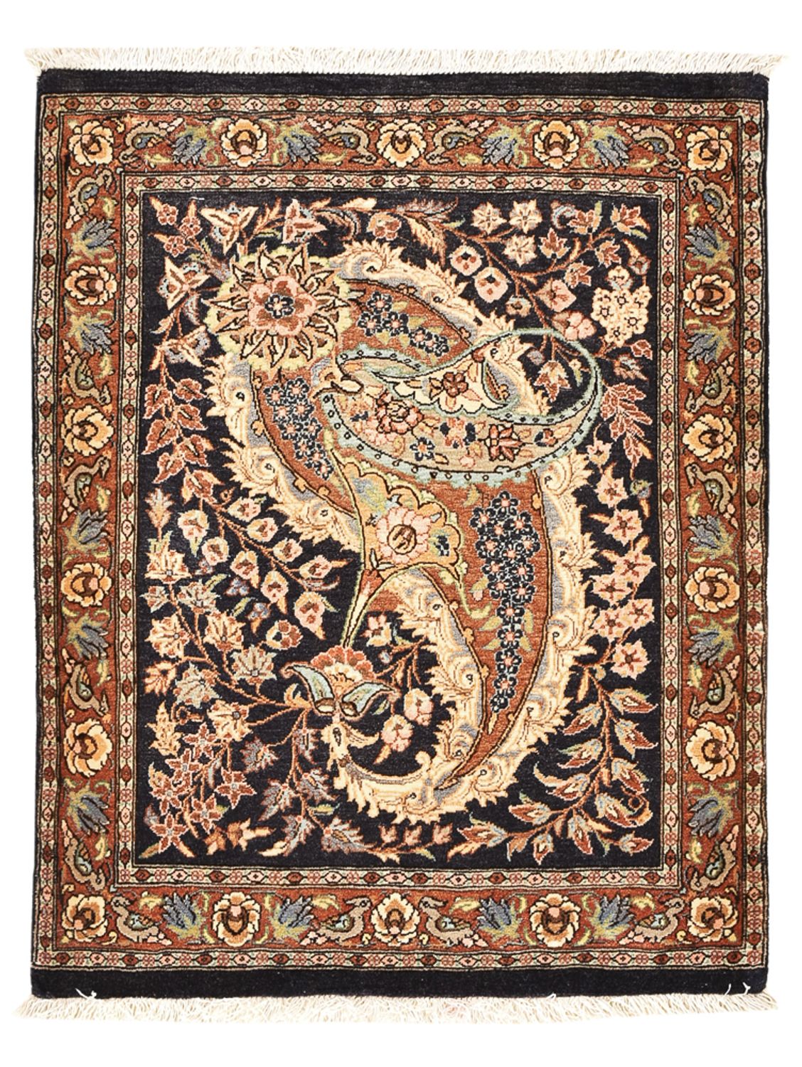 Alfombra persa - Ghom - 77 x 60 cm - multicolor