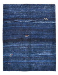 Alfombra Gabbeh - Loribaft Persa - 195 x 158 cm - azul oscuro