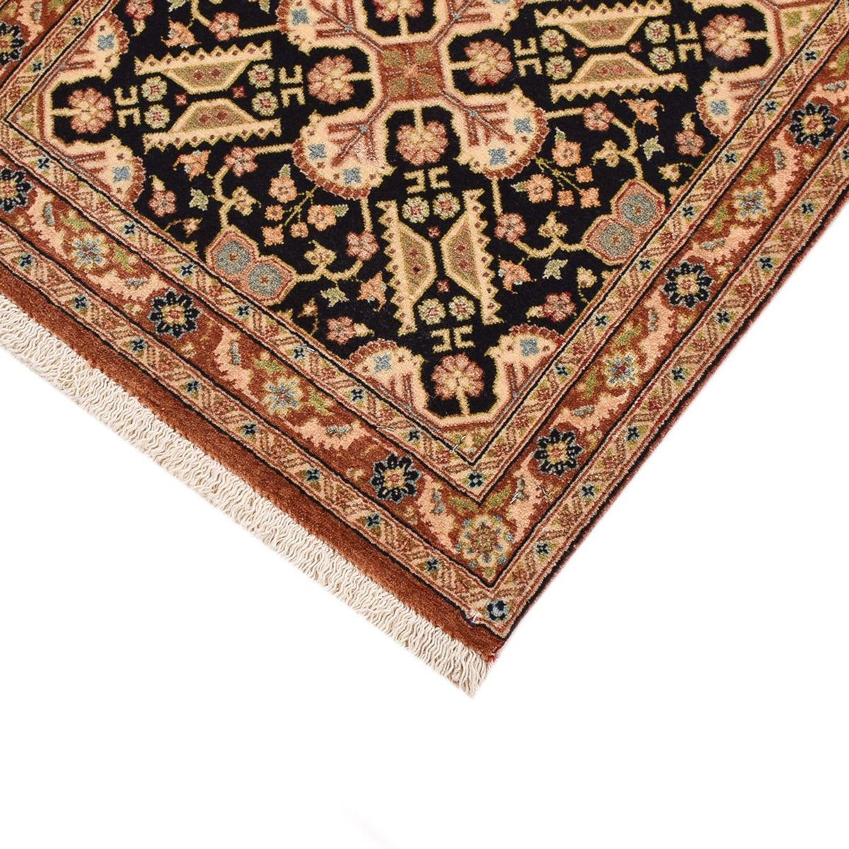 Alfombra de pasillo Alfombra Persa - Ghom - Royal - 200 x 51 cm - beige oscuro