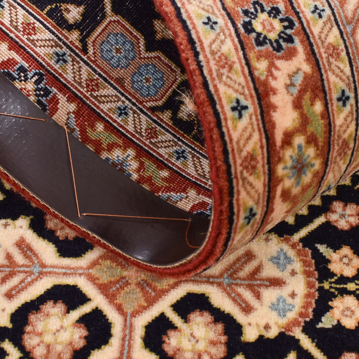 Alfombra de pasillo Alfombra Persa - Ghom - Royal - 200 x 51 cm - beige oscuro