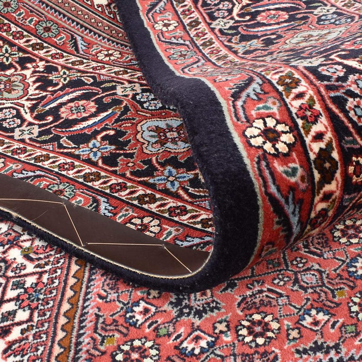 Alfombra persa - Bidjar - 303 x 201 cm - rojo burdeos