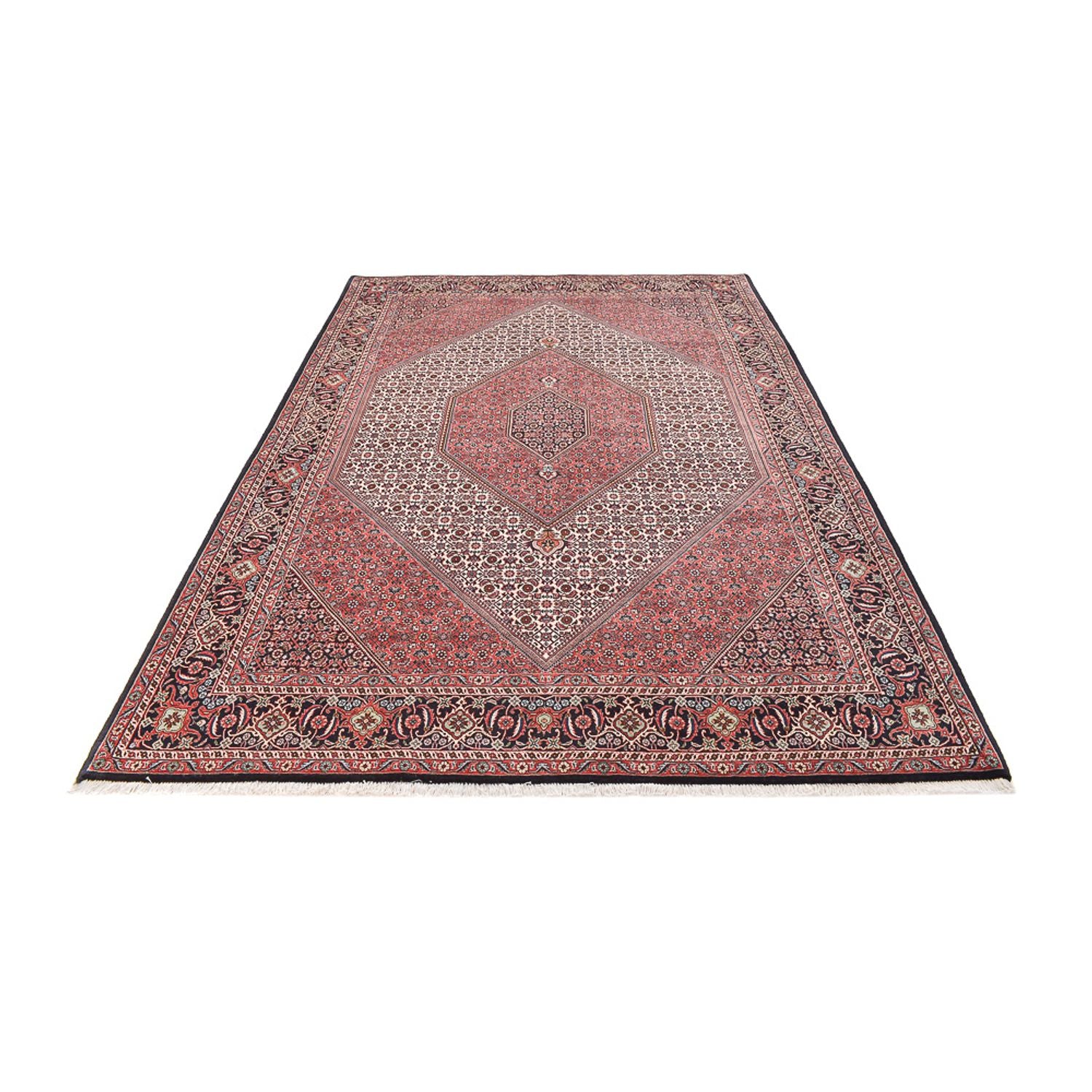 Alfombra persa - Bidjar - 303 x 201 cm - rojo burdeos