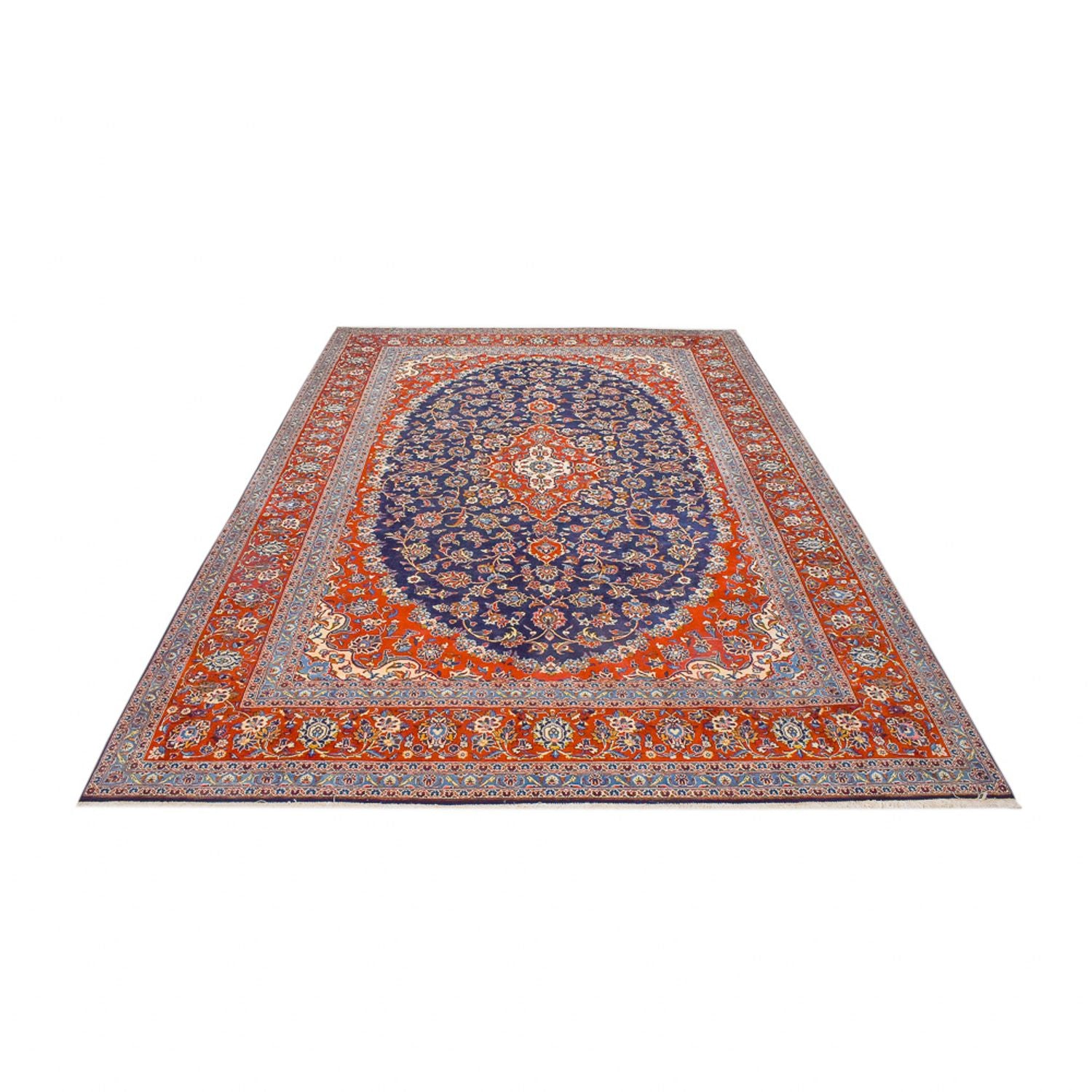 Alfombra persa - Keshan - 350 x 255 cm - azul oscuro