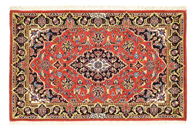 Alfombra persa - Keshan - 100 x 70 cm - rojo